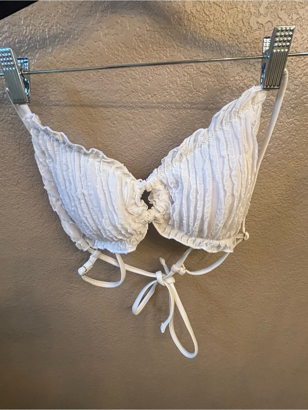 White Ruffled Ribbed Bikini Set - Women Swim - Picture 5 of 8